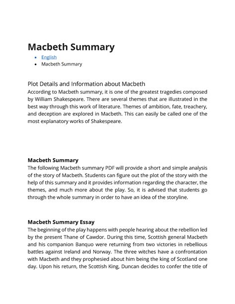 Video SparkNotes: Shakespeare's Macbeth summary .